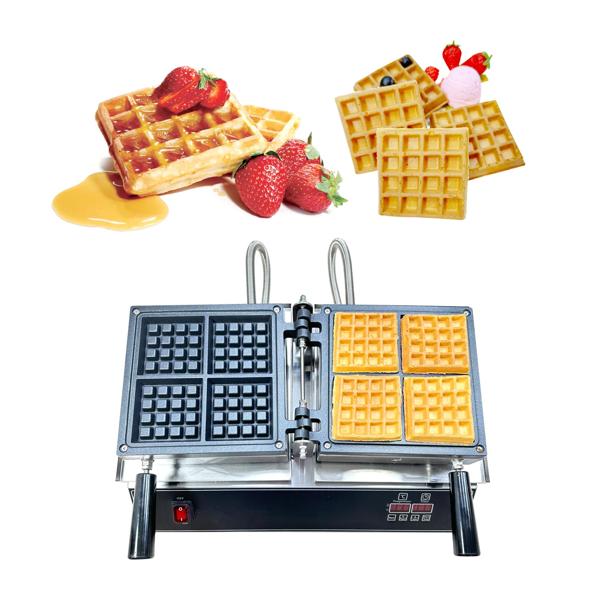 Snake Electric Waffle Bite Maker Machine Non-Stick Commercial Vertical  Belgian Waffle Making Machines