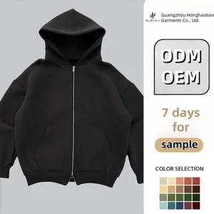Custom 500 Gsm Heavyweight Full Zip up Hoodies Manufacturer Oversized Thick Hoodies With Zipper Zip up Hoodies for Unisex