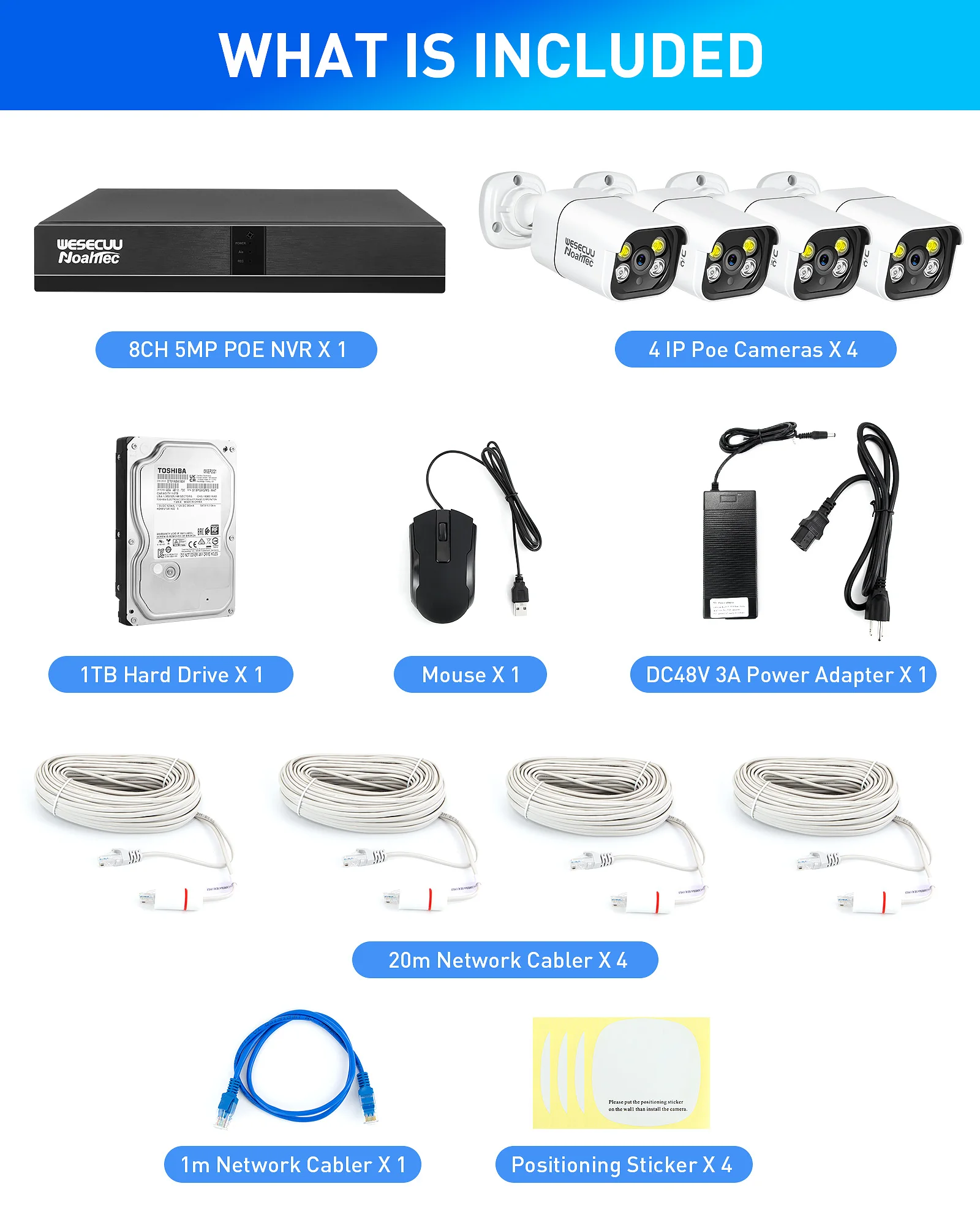 Wesecuu Best Selling 4ch Poe Ai Alarm Nvr Kit Cctv System 8mp 4k Network Cameras Security