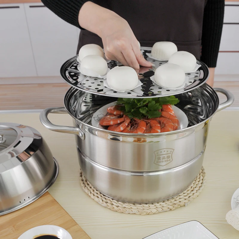 Superior 304 Material Kitchen Stainless Steel Steamer Pot 2layer Food