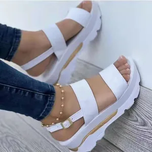 Women's Sandals Summer New Large Size Women's Shoes Wide Face With Wedge Sandals