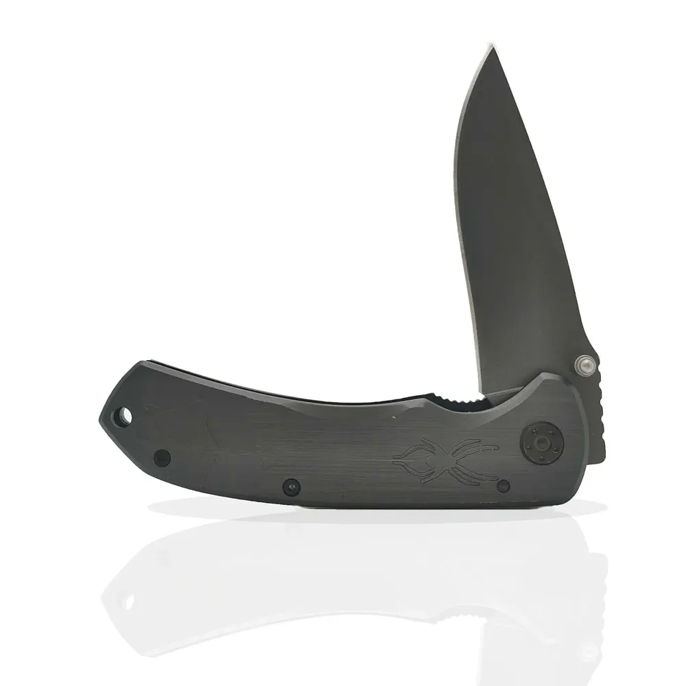 Aluminum Handle Spider Pattern Drop Point Fixed Blade Hunting Survival Tactical Knife