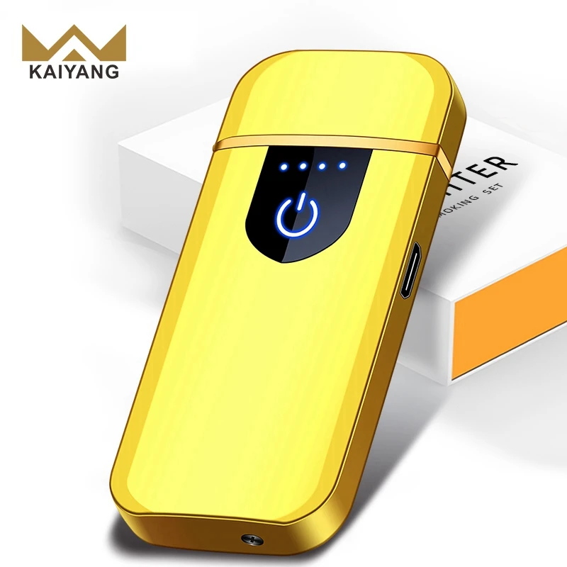 Ultra-Thin USB Rechargeable Fingerprint Display Lighter Stylish Electric Heating Coil Gift Lighter