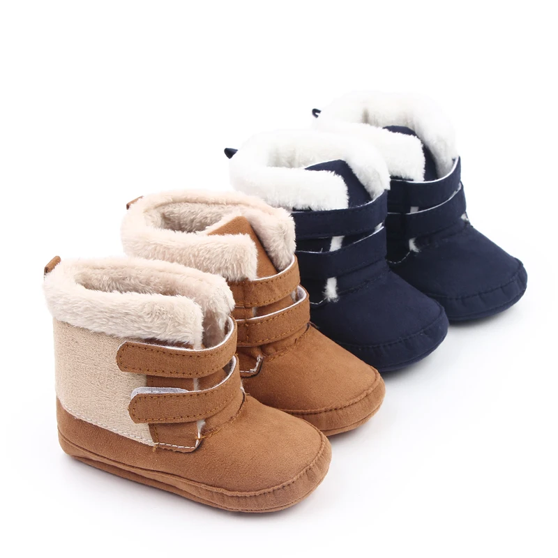 Winter Thick Double Strap Plush High Top Soft Sole Non-slip Baby Warm Toddler Cotton Boots