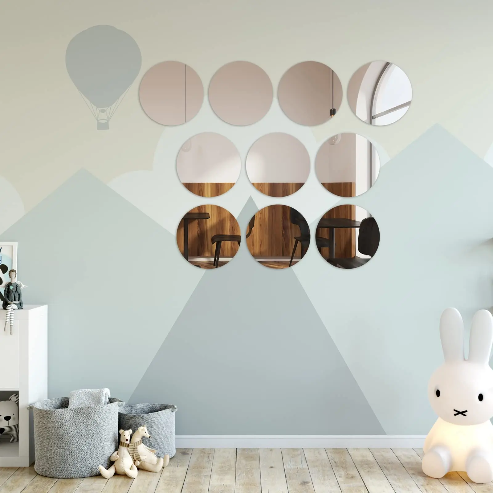 product self adhesive round mirror wall sticker decals non glass acrylic round mirror plate for home living room bedroom-8