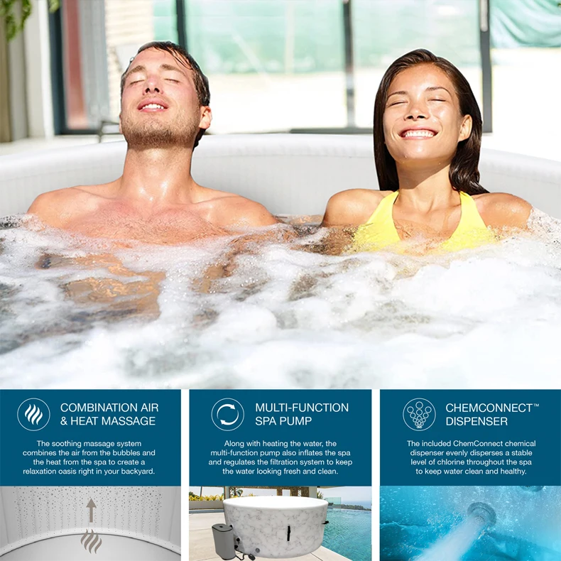 Oho New Style Lazy Spa Hot Tub With Led Lights For 46 Person Relax