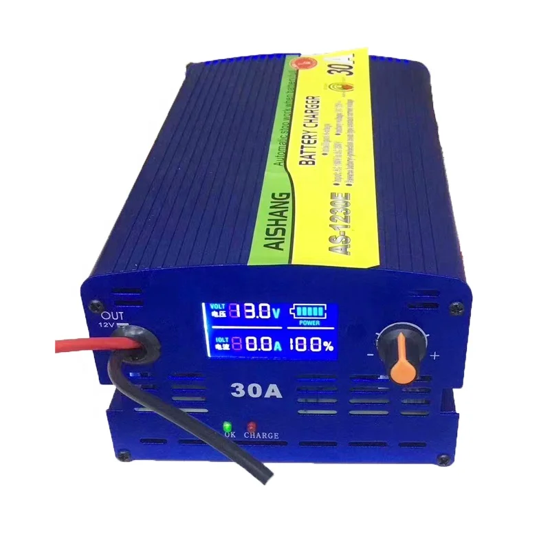 China Manufacture 12v 30a Universal Smart Portable 12 Volt Four Phase Lead Acid Battery Charger