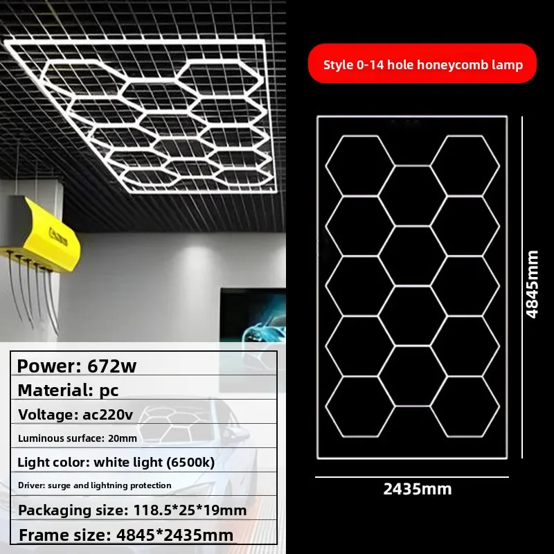 Spezieller Arbeitsplatz für Fahrzeugpflege in Autowaschanlagen – Honigwaben-Diamant-Pfeil-Leuchte aus Aluminium mit großem Format und AGi32-Layout