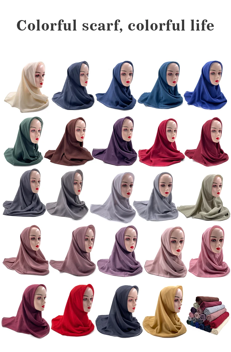 Malaysia Woman Veil Luxury Cotton Square Hijab Ladies Muslims Scarves Summer And Shawls Tulle 3508