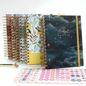 Customized Undated Saving Money Notebooks Factory Price Financial Record Journals Monthly A5 Spiral Budget Planner With Stickers