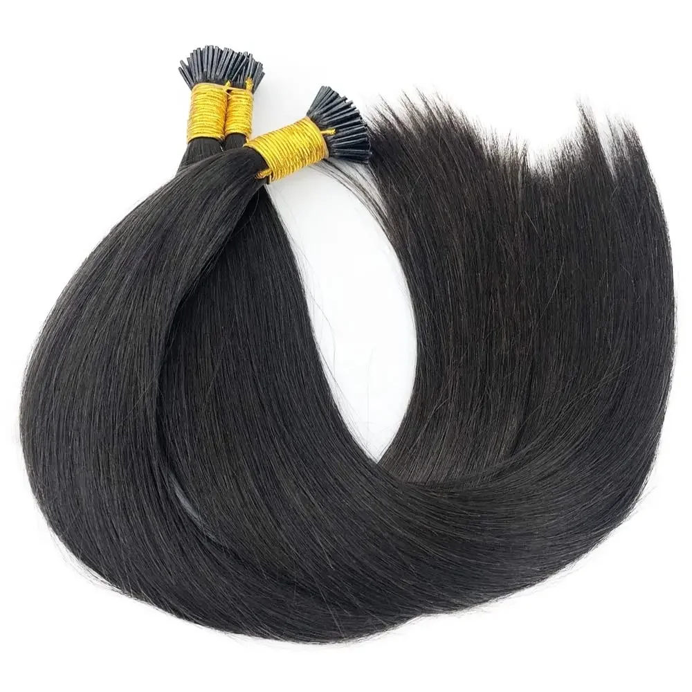 Natürliche Echthaar-Extensions, I-Tip, glatt, Remy, vorgebunden, 16-26 Zoll_voghion.com