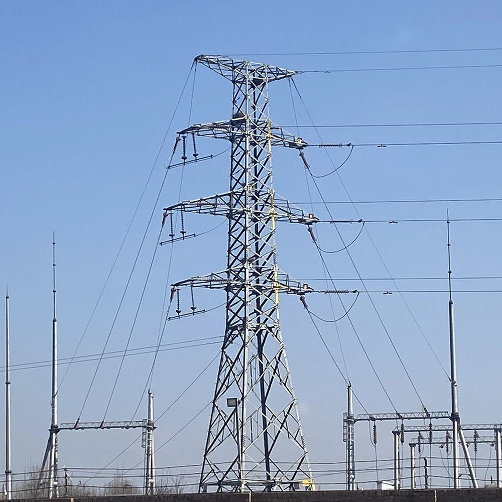 200kv Double Circuit Angle Steel High Voltage Transmission Line Tower with Hot Dip Galvanizing and 50-Year Service Life