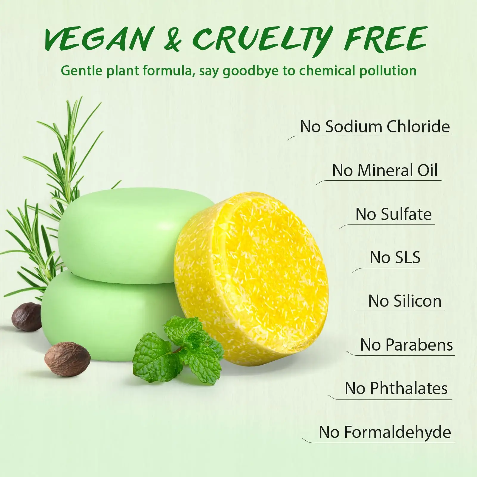 Custom Private Label No SLS Sulfur Freer Rosemary Biotin Deeply Moisturizes Hair Shampoo and Conditioner Bar Soap Solid Handmade