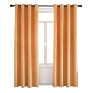 American Style Hot Sale Orange Velvet Solid Blackout 100% Polyester Curtain