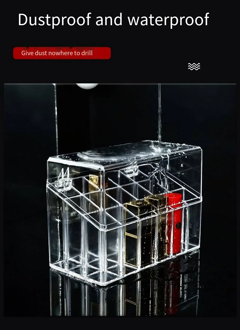 Lipstick holder storage box Clear dust proof division lipstick lip glaze dresser shelf 18 lattice with lid factory