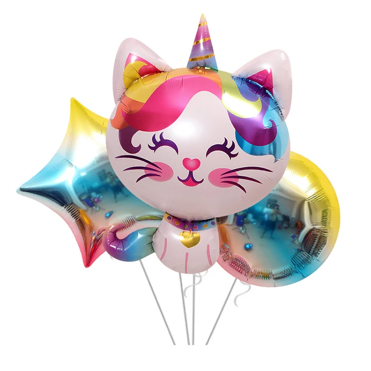 thumbnail image 2 of Toyland® 38\" BLUE Rainbow Unicorn Cat Foil Balloon - Party Decorations (CS94) 2 of 13