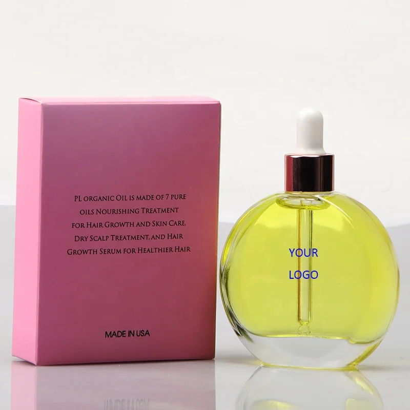 1000pcs Custom Design Offered 2OZ 50ml 60ml Flat Round Shape Glass  Essential Oil Bottle Serum Bottle with Dropper Box
