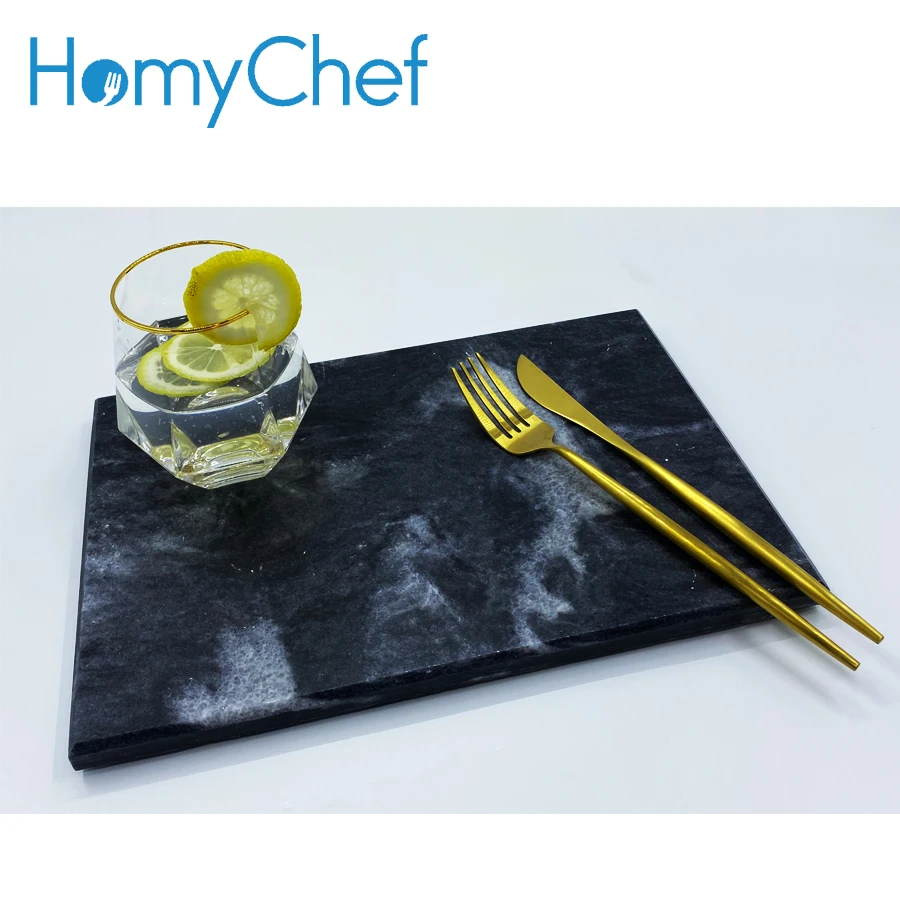 Round Black Marble Kitchen Countertop Pastry Cutting Board,Serving Tray