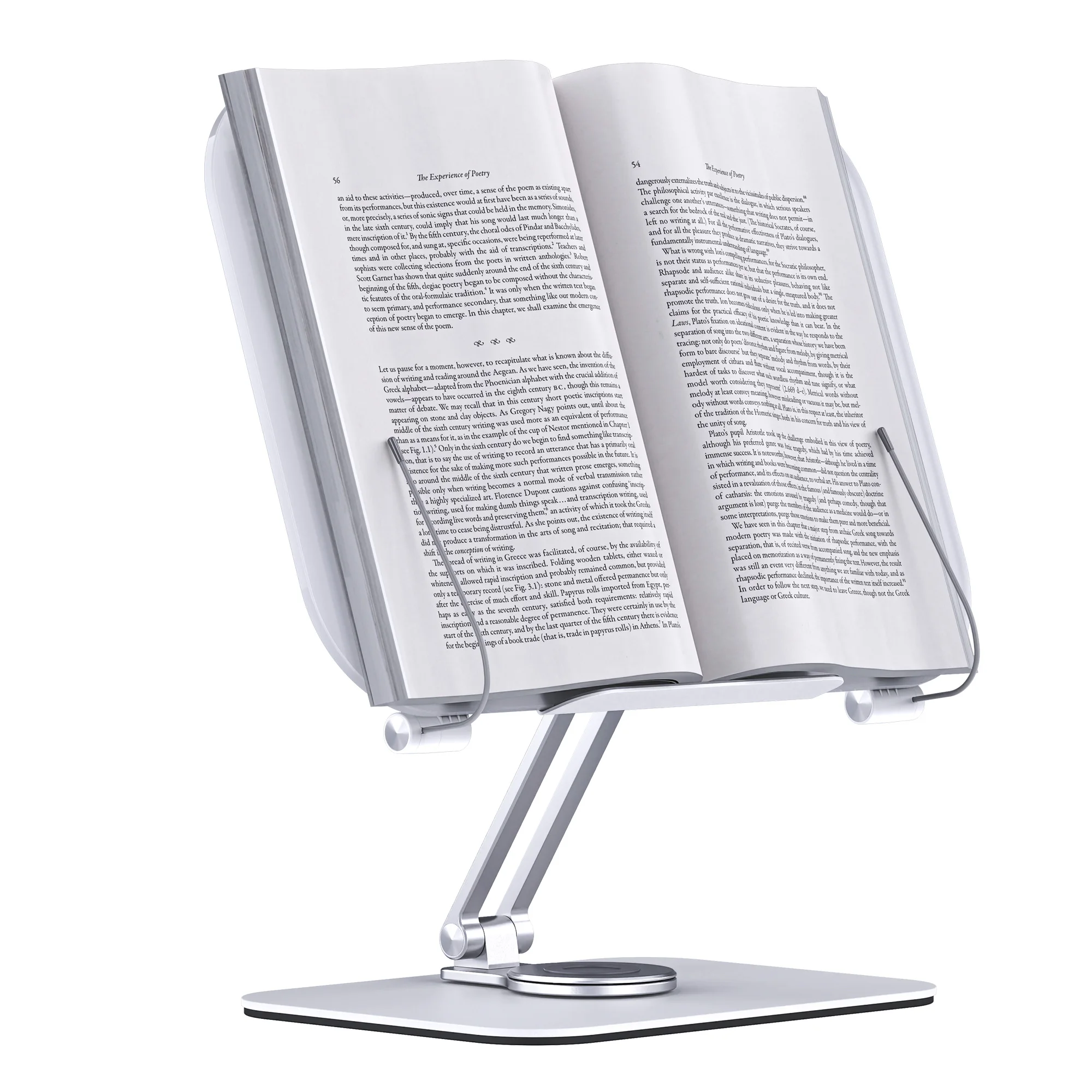 Boneruy 360 Rotatable Book Reading Stand Acrylic  Page Paper Clips Cookbook Textbook  Magazine Book Holder  Document Holder