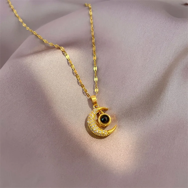 100 Languages 'I Love You' Moon Necklace