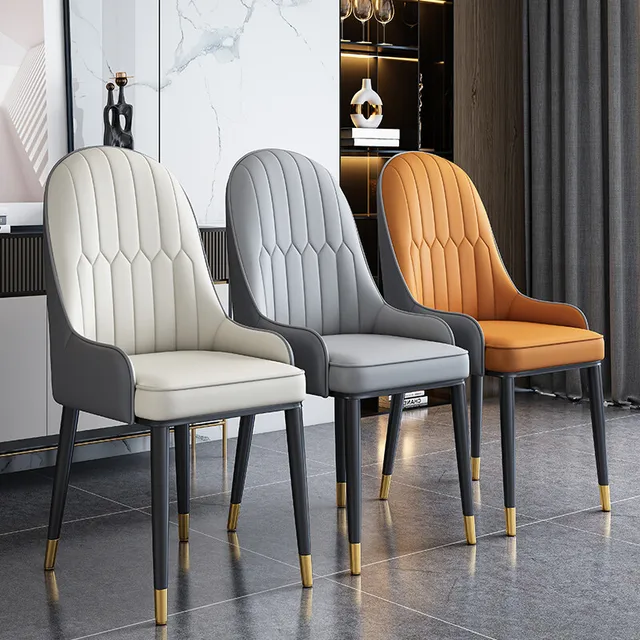 Best Price High Back Upholstered Leather Dining Chairs With Metal Frame