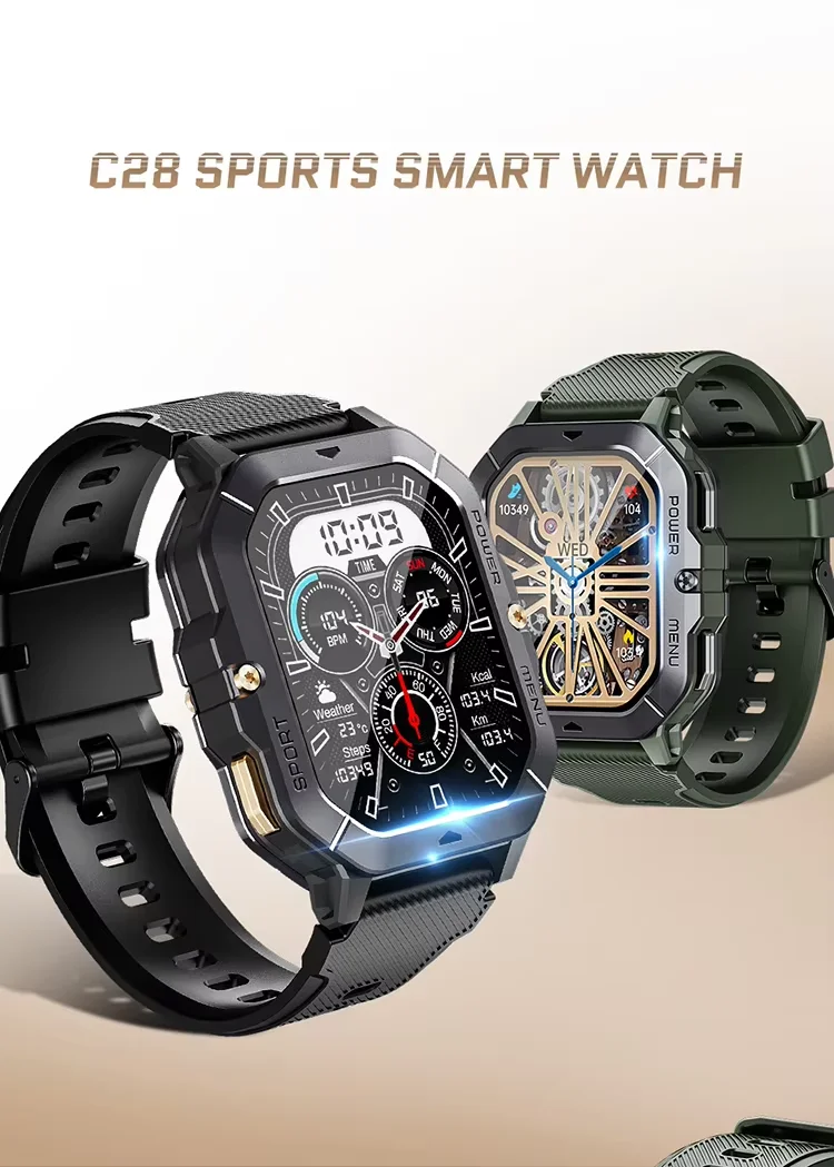 C28 Smartwatch Outdoors Smartwatch  Heart Rate Blood Oxygen Pressure for Men