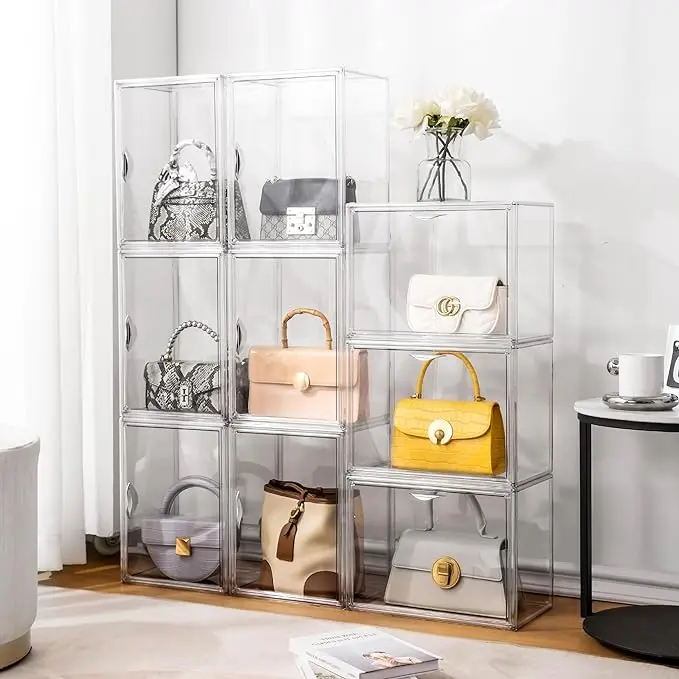 Purse Organizer Clear Acrylic Display Case with Magnetic Door