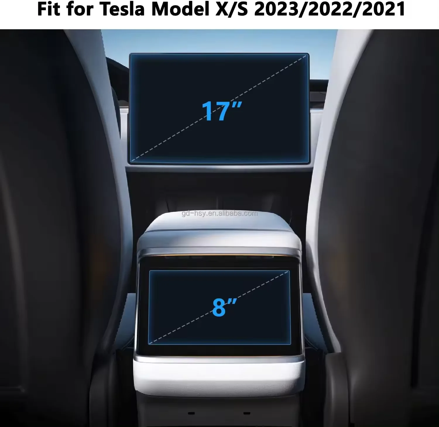 Navigation 17" and Rear Display 8" Tempered Glass for 2024 2023 2022 Tesla Model S Model X (Plaid & Long Range) Screen Protector