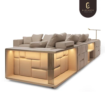 Elefante Mansion Corner Sectional Sofa Full Grain Leather Latest Design Luxury Sofa Set