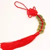 Red knot copper five emperor coins car pendant