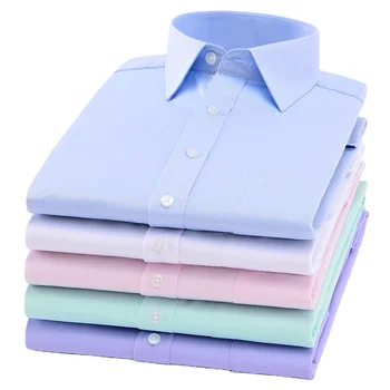 Men's factory wholesale high quality long sleeve shirts wrinkle free solid office men button down shirts