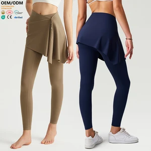 XW-CK-5101+YPF-5002 Gym Clothing Wholesale Yoga Skirts Two Pieces Hip Lifting Outdoor Breathable Leggings for Women High Quality