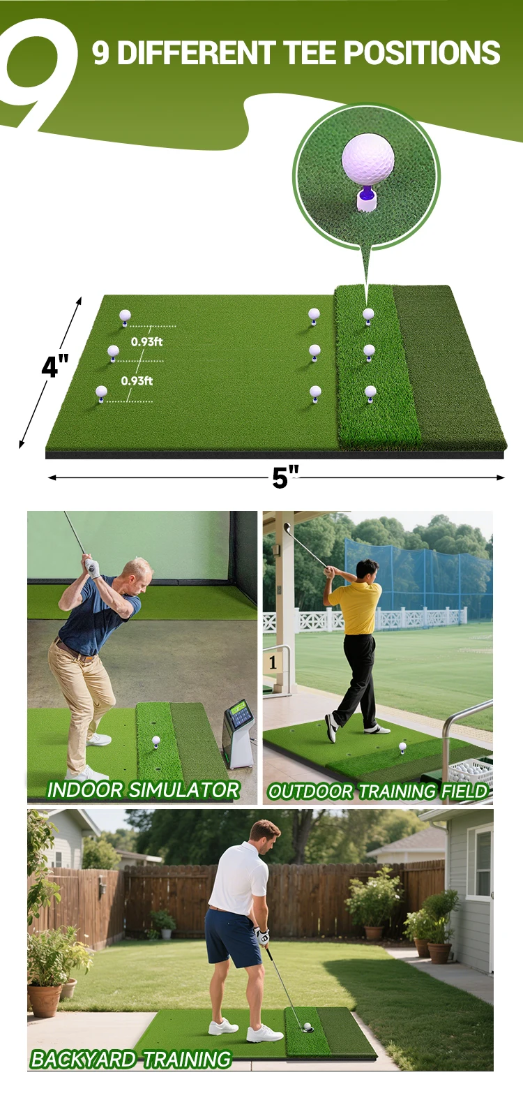 3-in-1 Golf Hitting Mat - Perfect for Indoor & Outdoor Training