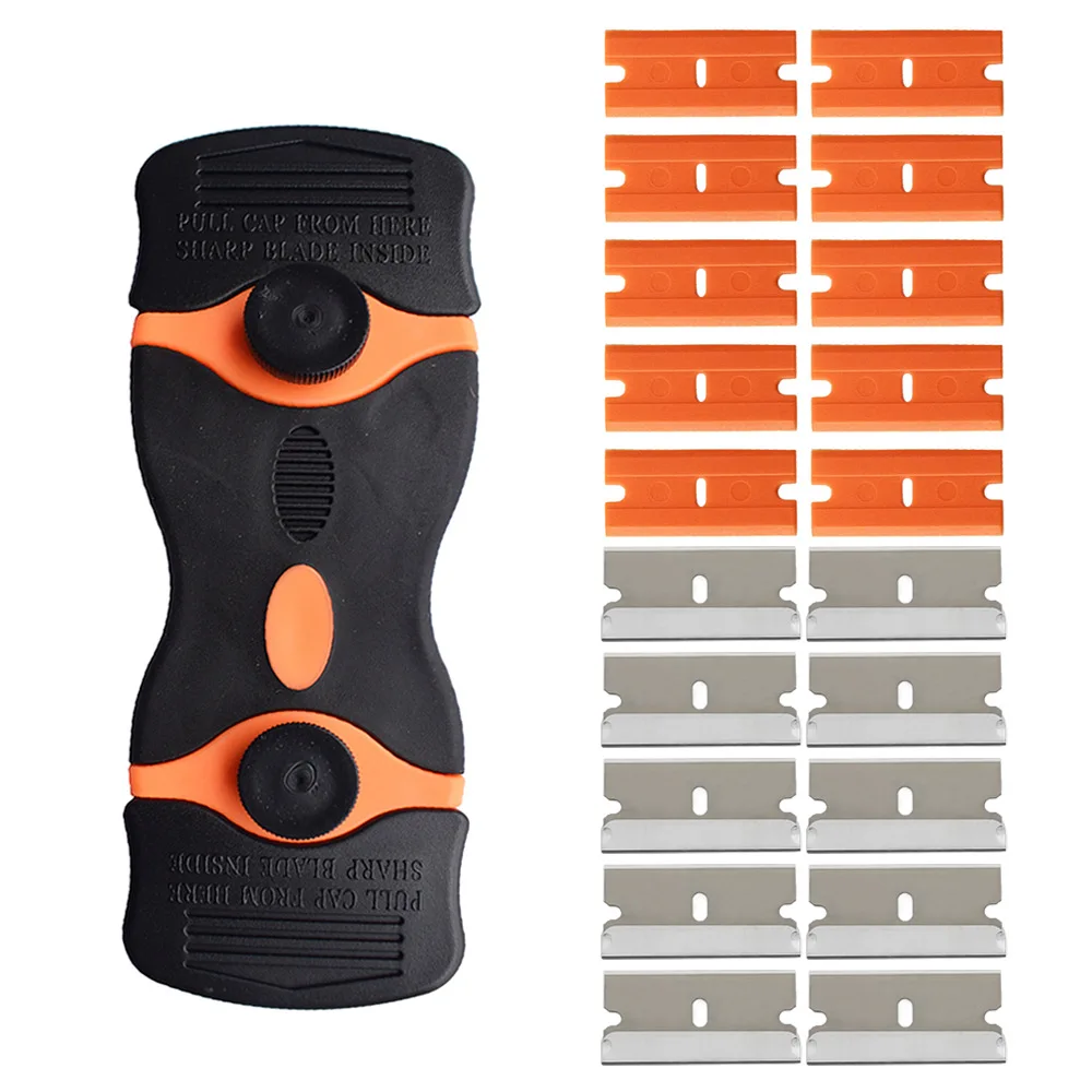 Razor Blade Scraper Adhesive Remover Scraper Tools with 20PCS Plastic Blades for Windows&Glass