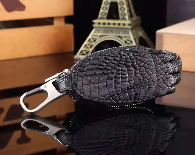 Crocodile and Alligator Leather Car Key Holder Zipper Case Wallet