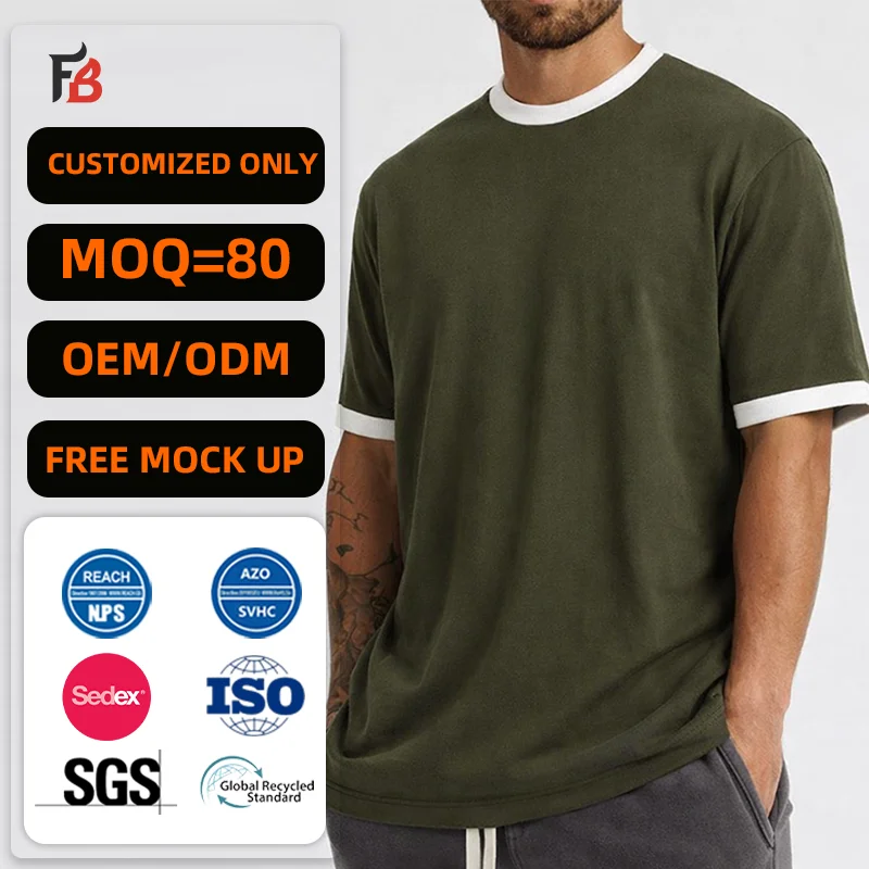 Manufacture Wholesale Custom High Quality Blank Cotton Oversized Ringer t Shirt Men