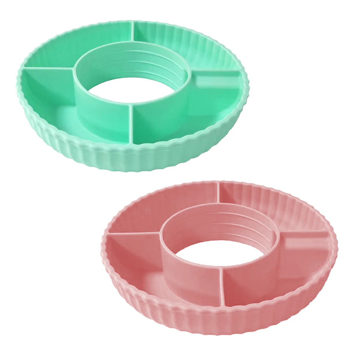 Wholesale 4 Compartment Silicone Reusable Snack Ring Bowl with Handle Snack Tray For Cup 40 oz Divider Plate Bowl