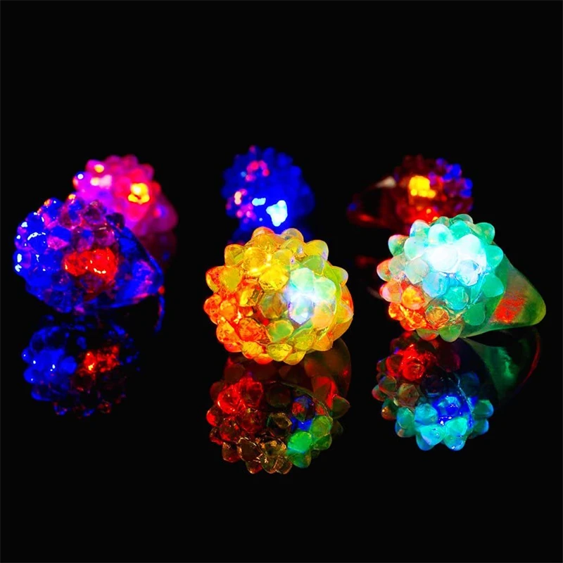 Flashing Led Bumpy Rubber Rings for Party Favors Jelly Bubble Light up Finger Toy