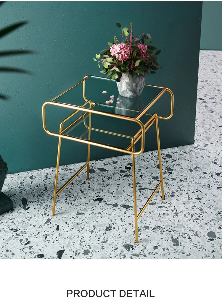 Linsy Modern Luxury Nordic Bed Side Table Glass Gold Comodini French Bedside Lamp Table Organiser Night Stand Bedroom EO1B