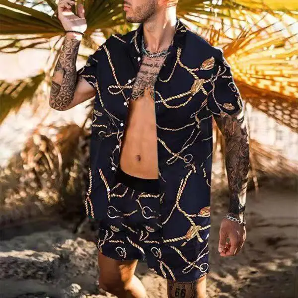 Летняя Пляжная рубашка для мужчин, свободная рубашка, Гавайские мужские рубашки, костюм с принтом