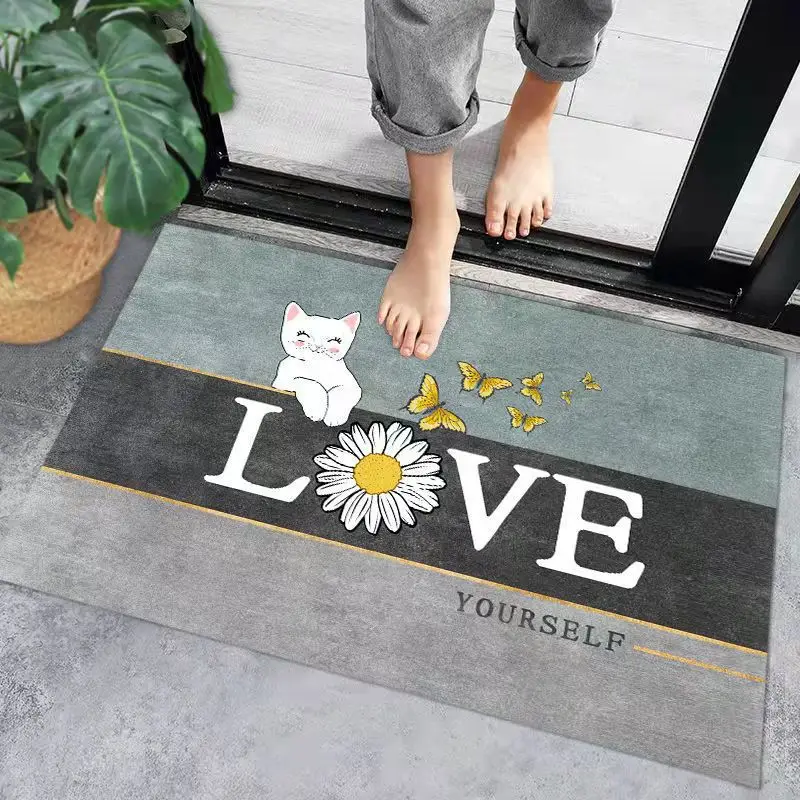 100% Polyester Microfiber Suoer Absorbent Bathroom Customized Cartoon Pattern Anti Slip Pvc Bathroom Rugs Mat Floor