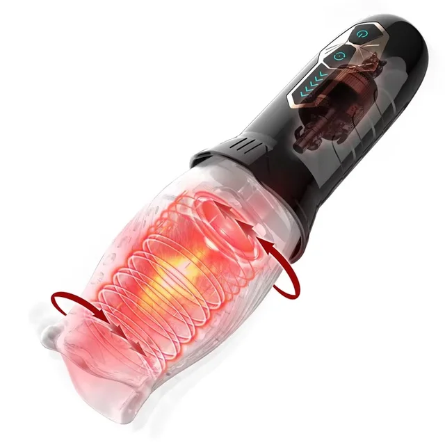 Automatic Male Masturbator Sex Toy with 10 Vibration & 8 Thrusting Rotating Patterns Adult Pocket Toys for Men