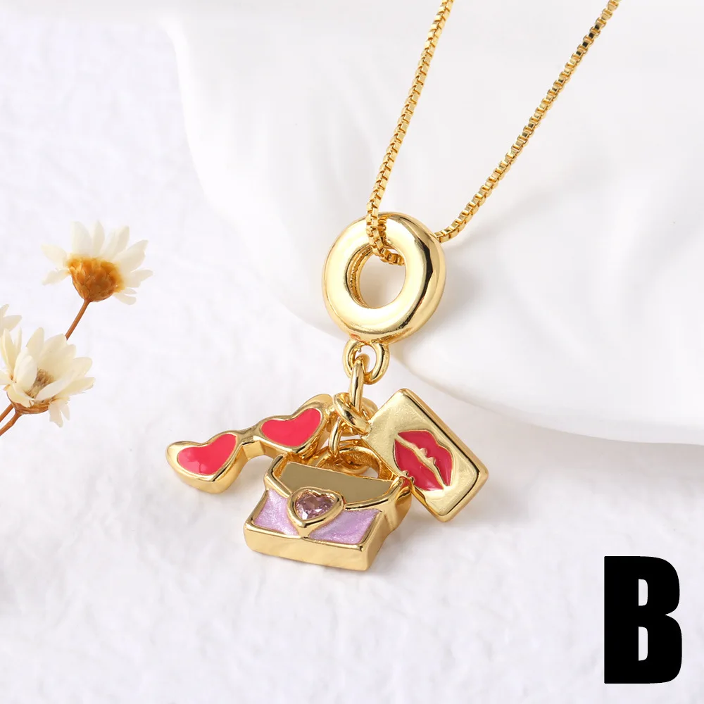 Hot-Selling Gold-Plated Link Chain Necklace with Lipstick Bag Pendant Lovely Accessory for Weddings and Cross-Border Jewelry
