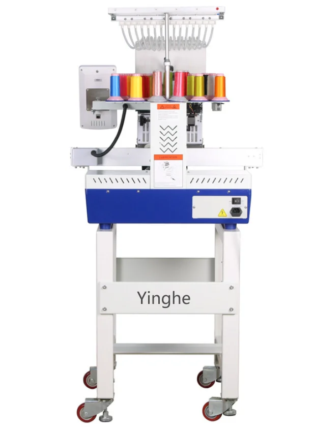 YH  Large Format Multicolor 1 Head 12/15 Needles Embroidery Monogram Machine Computerized Software of Cap Flat T-shirt Functions