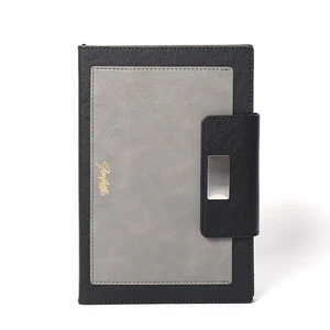 Factory 2026 Custom Black Gray Planner A5 Business Office Leather Notebooks for Business and Gift