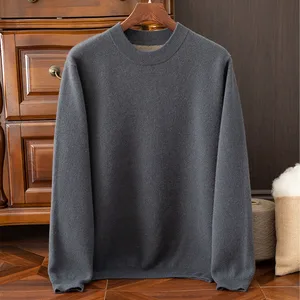 Autumn Winter Men's 100% Cashmere Half-High-Necked Turtle Neck Pullover Thick Bottomed Knitted Cardigan Wholesale