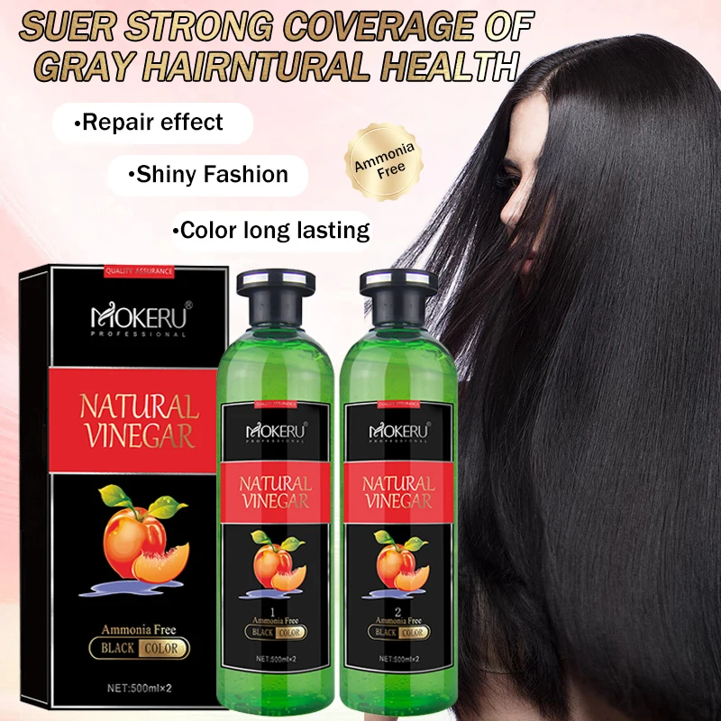 500ml*2 Crystal Black Hair Color Gel Natural Ingredients Long Lasting