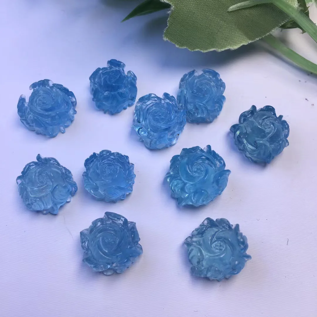 Натуральный высококачественный резной хрустальный цветок Аквамариновый кристалл резьба лотоса для