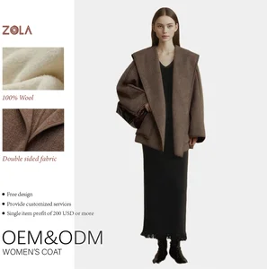 High Quality Women's Pure Wool Coat Breathable Office Lady Winter Outerwear Handmade Technique