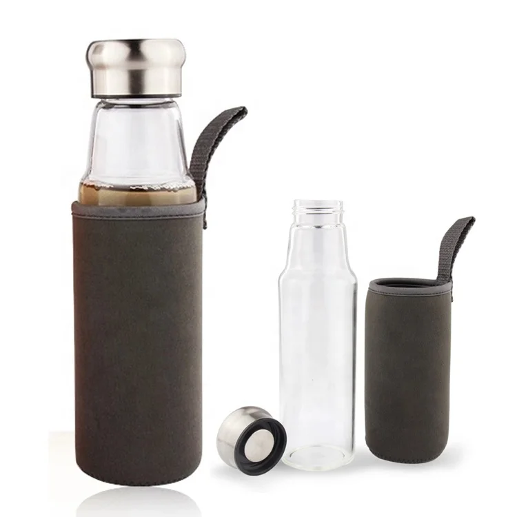 Custom Logo 600ml 750ml 1000ml Reusable High Borosilicate Glass Water Bottle With Lid